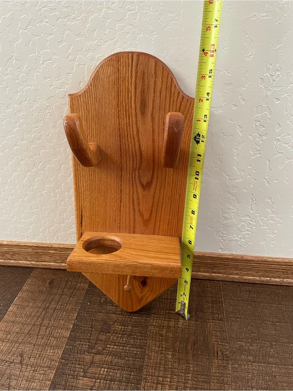 Vintage Wooden Wall Mounted Bathroom Caddy in Natural Oak Finish